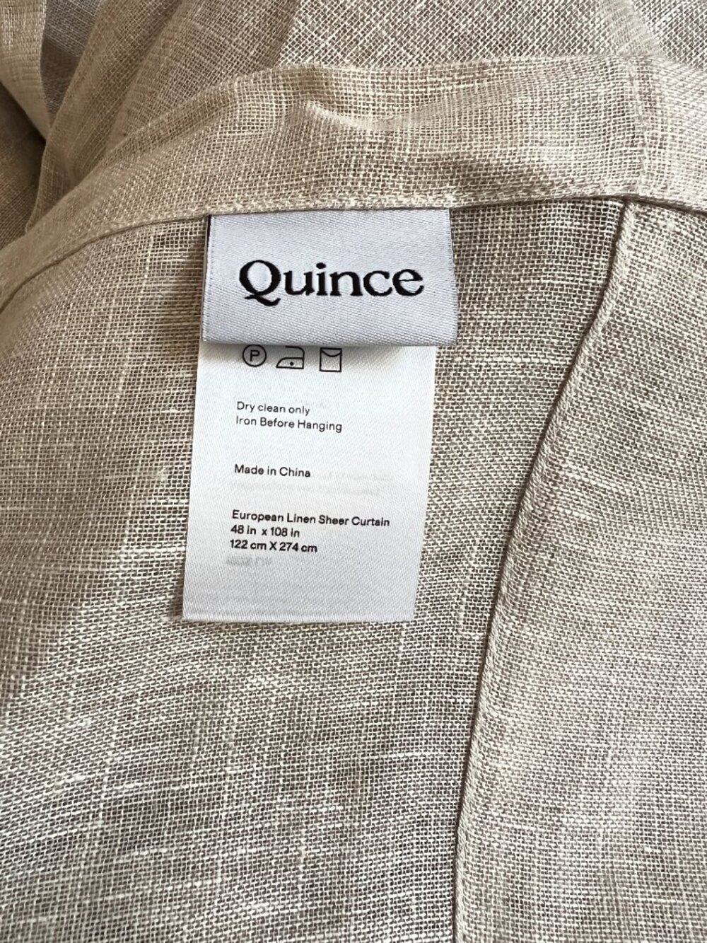 Quince Set of 2 European Linen Sheer Curtains Flax 48 x 108 NWOT, Two Panels - Picture 3 of 4